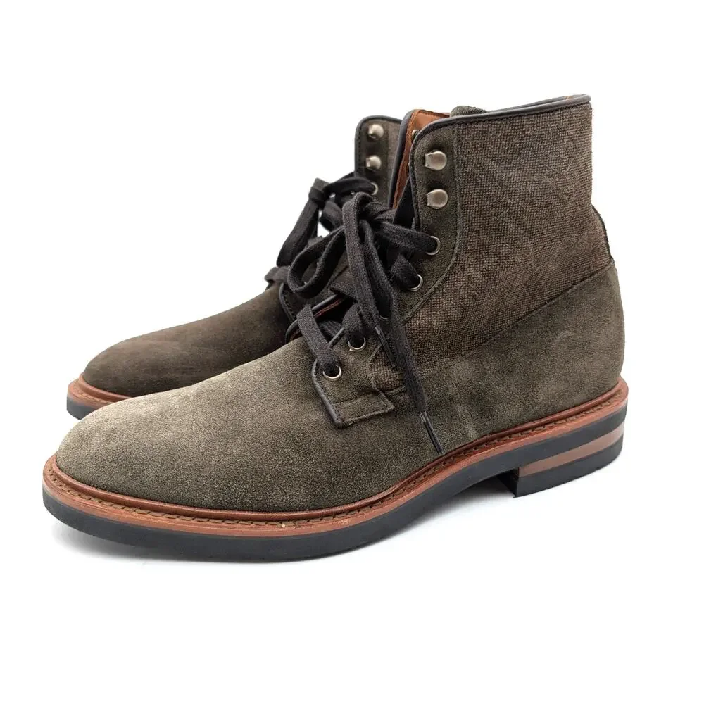 Allen Edmonds Dain Lace-Up Combat Boots Round Toe Men's Khaki Size US9D EU42